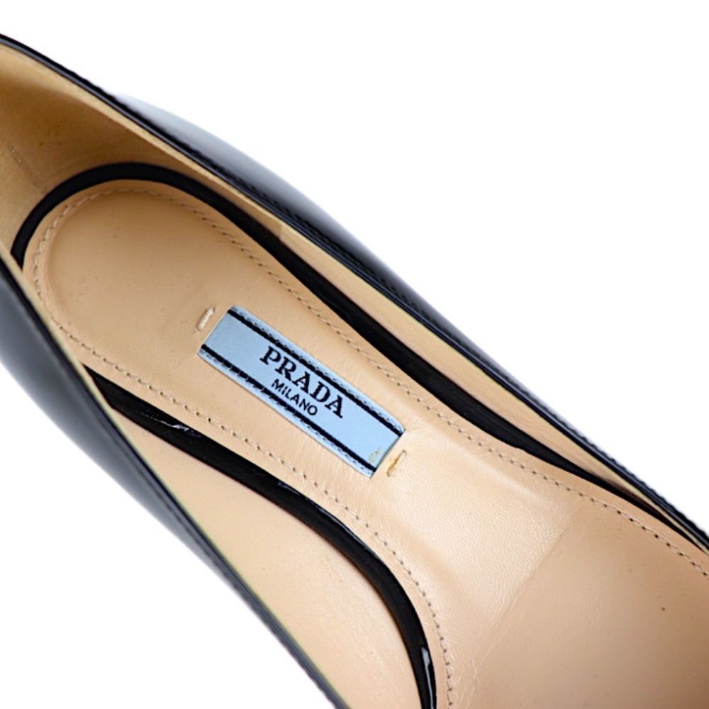 Prada  Black Patent Leather Heeled Pumps Shoes - Picture 4 of 15
